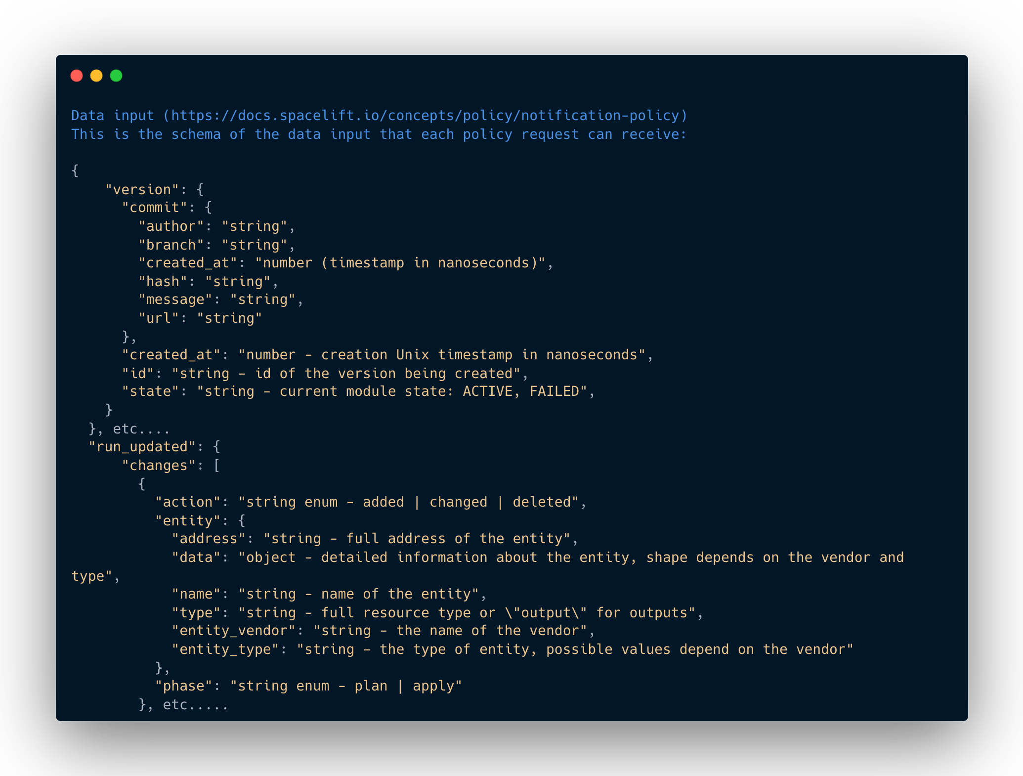 Sample Notification Policy Input